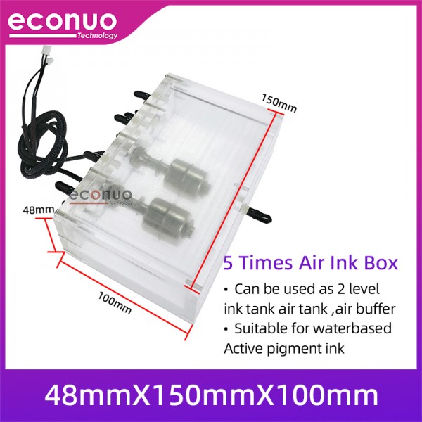 Printer Air Ink Tank 5 Times Acrylic Sub Tank with 2 level sensor 48X150X100mm For Flora INFINITY/ALLWIN Eco solvent Printer